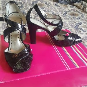 BCBGirls black faux crocodile skin heels